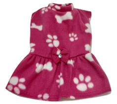 Vestido de inverno soft cachorro rosa estampa patinhas tam M