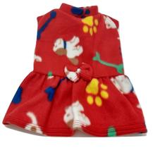 Vestido de inverno soft cachorro vermelho estampado tam M