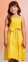 Vestido de laise amarelo com laço