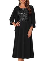Vestido de lantejoulas GRACE KARIN Mãe da Noiva com jaqueta preta