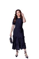 Vestido de Lese Manga Curta Princesa Moda Evangelica Plus Size 090