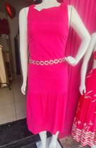 Vestido De Linho Na Cor Rosa E Com Fecho Atrás Tamanho M