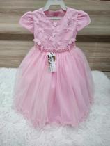 Vestido De Luxo Infantil Borboleta Rosa Jardim Encantado tamanho 3