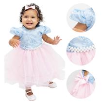 Vestido de Luxo Isa Rosa com Azul Bebê para Menina