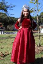 Vestido De Luxo Princesa Bordô Veludo Com Tule