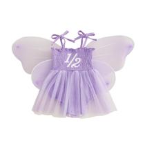 Vestido de macacão Outfit Dcohmch Fairy 1/2 Birthday Girl com asas
