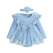 Vestido de macacão ZAXARRA para bebês com faixa de cabeça de 0 a 18 meses Vestido de macacão ZAXARRA para bebês com faixa de cabeça de 0 a 18 meses