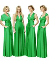 Vestido de madrinha kmbridal maxi conversível verde com bolsos Vestido de madrinha kmbridal maxi conversível verde com bolsos