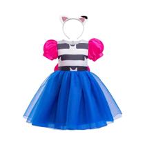 Vestido De Malha Com Estampa De Gato Para Meninas, Conjunto De Fantasia Com Faixa De Cabelo 2PCS Vestido De Malha Com Estampa De Gato Para Meninas, Conjunto De Fantasia Com Faixa De Cabelo 2PCS