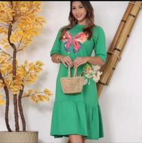 Vestido de malha, cor verde tamanho único