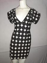 Vestido de malha (Tam: M) preto estampado