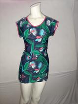 Vestido de malha verde floral estampado (Tam: M)