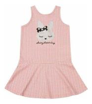 Vestido de Malha Xadrez Rosa Infantil Menina Ever.be Vestido de Malha Xadrez Rosa Infantil Menina Ever.be