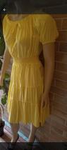 Vestido de Manga Amarelo Tamanho G