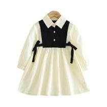 Vestido De Manga Longa Com Botões E Cores Contrastantes Para Meninas De 3 a 7 Anos, Roupas Casuais Vestido De Manga Longa Com Botões E Cores Contrastantes Para Meninas De 3 a 7 Anos, Roupas Casuais