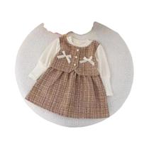 Vestido De Manga Longa Em Patchwork Para Menina Bebê Estilo Coreano Primavera Outono Moda Infantil