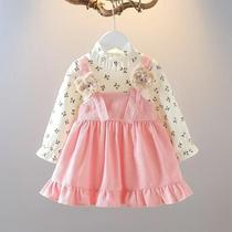 Vestido De Manga Longa Para Meninas Com Estampa De Urso E Cereja, Roupa Casual De Primavera E Outono Vestido De Manga Longa Para Meninas Com Estampa De Urso E Cereja, Roupa Casual De Primavera E Outono