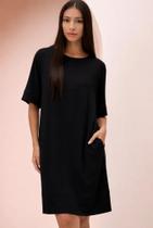 Vestido De Mangas Curtas Em Malha Responsável Lunender C5007