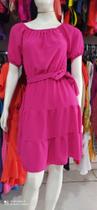 Vestido de manguinha canelado rosa estilo moda evangélica -Tamanho G