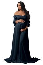 Vestido de maternidade Fivsole Flowy Chiffon azul marinho para sessão de fotos