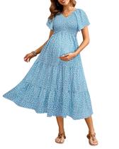 Vestido de maternidade Pinup Fashion Blue Floral Summer 2025
