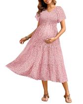 Vestido de maternidade Pinup Fashion Floral Photoshoot Summer Pink Vestido de maternidade Pinup Fashion Floral Photoshoot Summer Pink