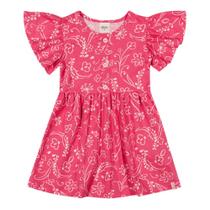Vestido De Menina Infantil Florido Verão 100% Algodão Rosa Vestido De Menina Infantil Florido Verão 100% Algodão Rosa