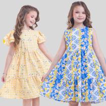 Vestido de Menina Juvenil Casual Moda Festa 4,6,8,10,12,14 Envio Imediato Vestido de Menina Juvenil Casual Moda Festa 4,6,8,10,12,14 Envio Imediato