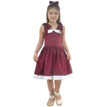 Vestido de Menina Marsala Casual Elegante