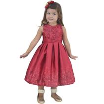 Vestido de Menina Vermelho Com Efeito Glitter - Casamento Formatura