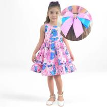 Vestido de Meninas Mini Fashionista Luxo + Laço de Cabelo - Vários Temas