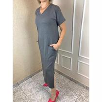 Vestido de Moletinho Midi Chumbo Vestido de Moletinho Midi Chumbo