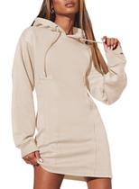 Vestido de moletom AlvaQ 2024 Winter para mulheres Apricot XL