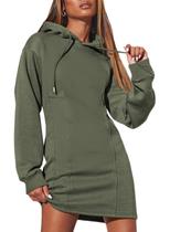 Vestido de moletom AlvaQ 2024 Winter para mulheres, verde militar Vestido de moletom AlvaQ 2024 Winter para mulheres, verde militar
