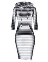 Vestido de moletom feminino MISSKY, manga 3/4, algodão na altura do joelho