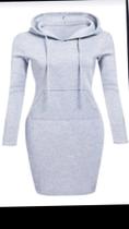 Vestido de Moletom Slim Com Capuz