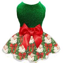 Vestido de Natal para cães Miiemiu Glittery Red Bow e saia de Papai Noel Vestido de Natal para cães Miiemiu Glittery Red Bow e saia de Papai Noel