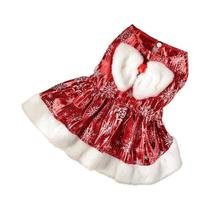 Vestido De Natal Para Pets Princesa Floco De Neve, Quente, De Pelúcia, Sem Mangas, Com Laço,