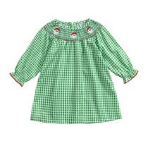 Vestido de Natal Socutebabe Smocked Santa Plaid Girl 6-7Y Vestido de Natal Socutebabe Smocked Santa Plaid Girl 6-7Y