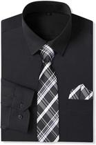 Vestido de negócios masculino cromoncent combinado de camisa e gravata preto S