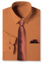 Vestido de negócios masculino Cromoncent Combo de camisa e gravata laranja S Vestido de negócios masculino Cromoncent Combo de camisa e gravata laranja S