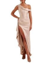 Vestido de noite Alphirkut Satin Off Shoulder Rose Gold US 10
