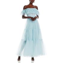 Vestido de noite BCBGMAXAZRIA em camadas de azul