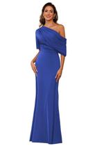 Vestido de noite BITALY One Shoulder Satin Light Royal Blue