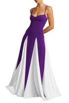 Vestido de noite EEMEII Patchwork plissado Spaghetti Straps Purple
