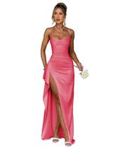 Vestido de noite GDJDIFK Mermaid Satin com alças ajustáveis