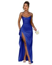 Vestido de noite GDJDIFK Mermaid Satin Royal Blue para mulheres
