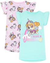 Vestido de noite Paw Patrol, pacote com 2, para crianças e meninas, Skye Unicorn