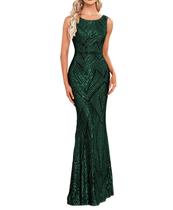Vestido de noite Vestisora Emerald Glitter Sequin Boat Neck Vestido de noite Vestisora Emerald Glitter Sequin Boat Neck