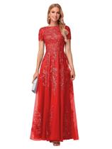 Vestido de noite YOFF A-line Sequin Mother of The Bride, vermelho